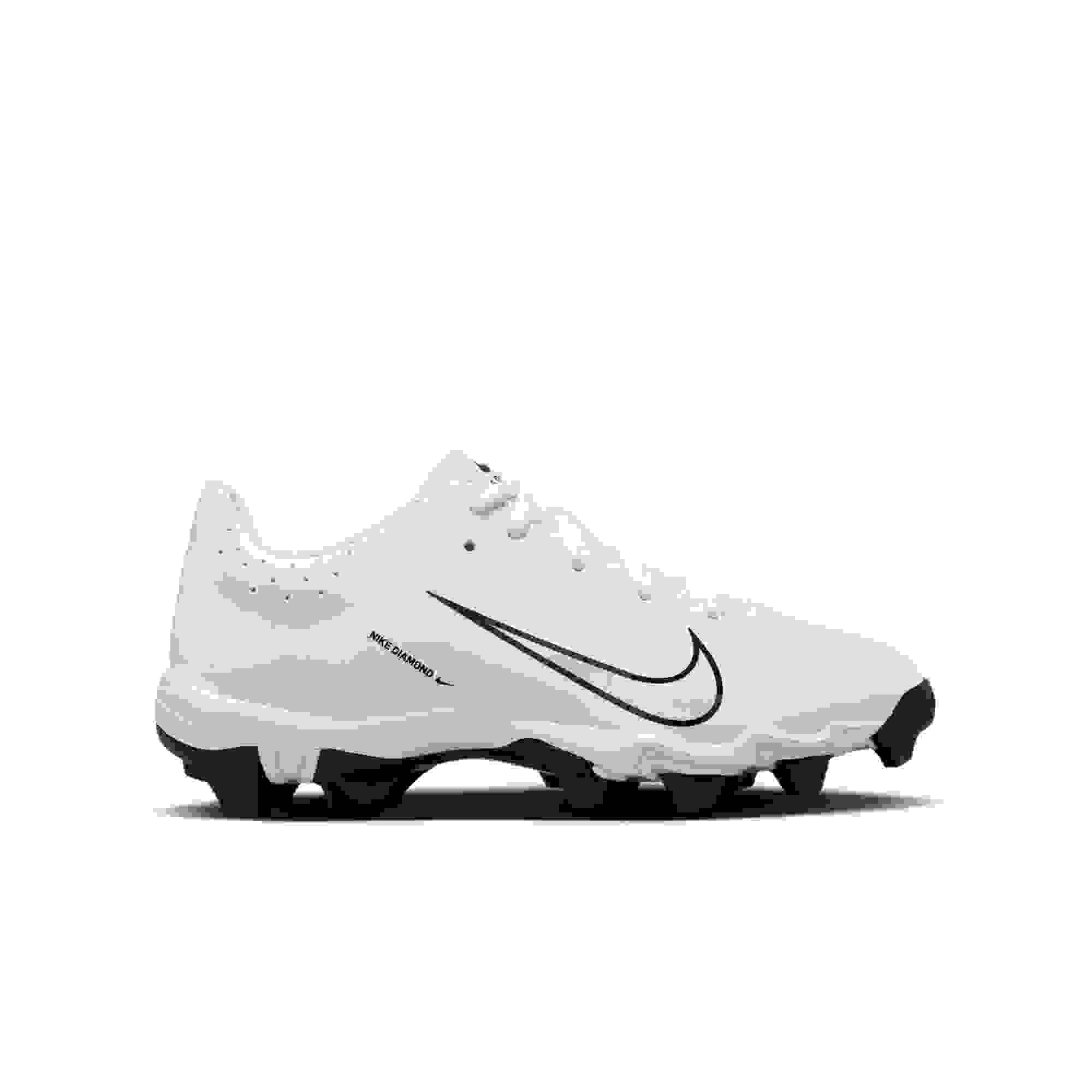Nike Hyperdiamond 4 Keystone Grade School Girls' "White/Pure Platinum/Black" Softball Cleat